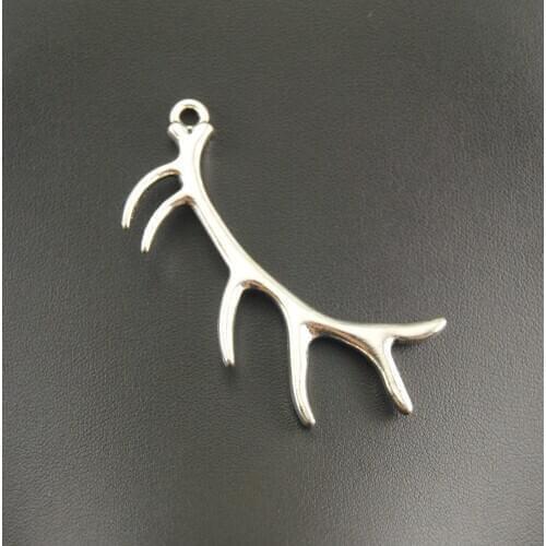 Antler Charms 5pcs Silver Color Deer Horn Charm Pendants Metal Bracelet Necklace Jewelry Findings A688