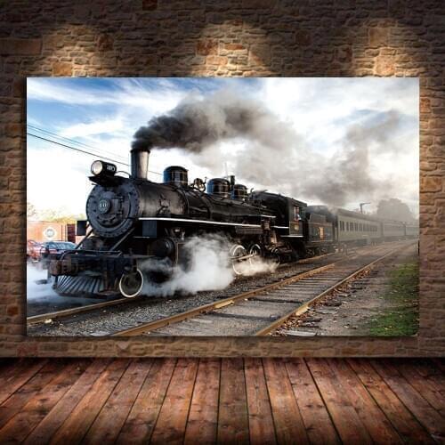 Classical Steam Locomotive Posters and Prints Wall Art Canvas Painting Trains Decorative Pictures For Living Room Decor Unframed