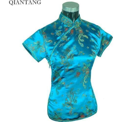 Женские голубые рубашки QIANTANG China At AliExpress
