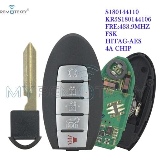Remtekey S180144110 5 button 433mhz 4A chip KR5S180144106 285E3-6FL7B Smart car key for Nissan Rogue 2017 2018