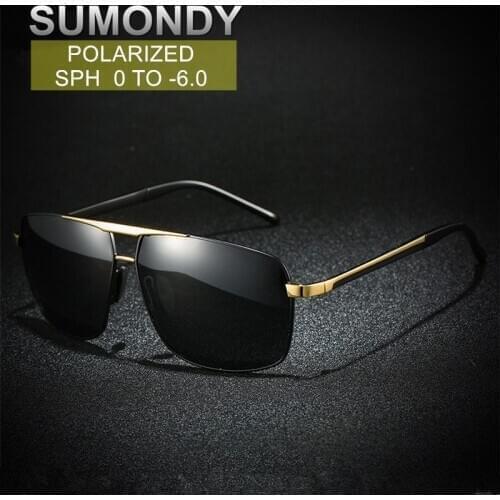 SUMONDY Prescription Glasses Polarized Sunglasses For Myopia SPH 0 TO -6 Men Women Shortsighted Spectacles For Driving UF76