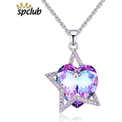 SPCLUB Crystals from Swarovski Necklaces Fashion Jewelry for Women Pendant Bijoux Femme Luxury Heart Statement Maxi Choker