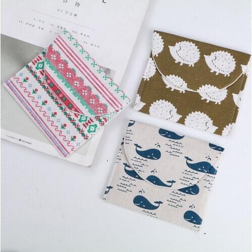 Sanitary Towels Storage Bag Fabric Mini Cute Pouch Purses Hemp Cluth Organize for Small Things Wire Save Face Mask Eco Friendly