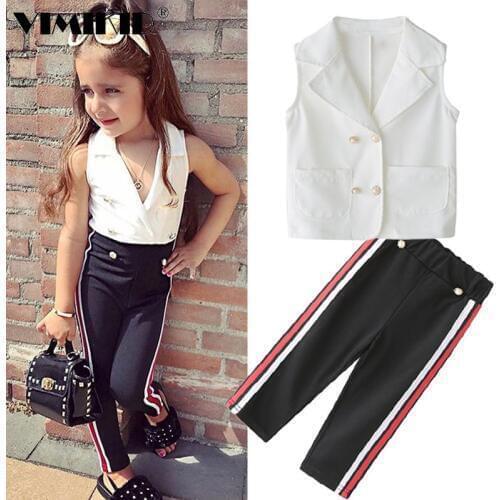 VIMIKID A Cross-Border INS GirlsSummer Sleeveless Top and Trousers Two-piece Kids' Suit Manufacturer in Europe and America