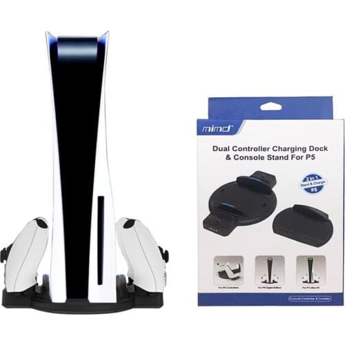 Controller Charger 2 IN 1 Console Stand for PS5 Dual Controller Charging Dock Host Round Base Bracket Console for PS5