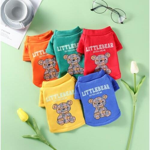 Little Bear Print Vest Pet Puppy Kitten Clothes Autumn Winter Warm Soft Cotton Coat Small Medium Pet Cats Dogs Clothing Pullover
