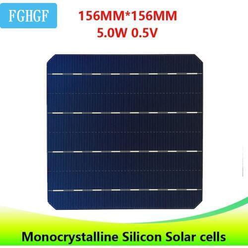 10Pcs 5W 156 * 156MM Photovoltaic Mono Solar Panel Cell 6x6 Grade A High Efficiency For DIY Monocrystalline Silicon Panel