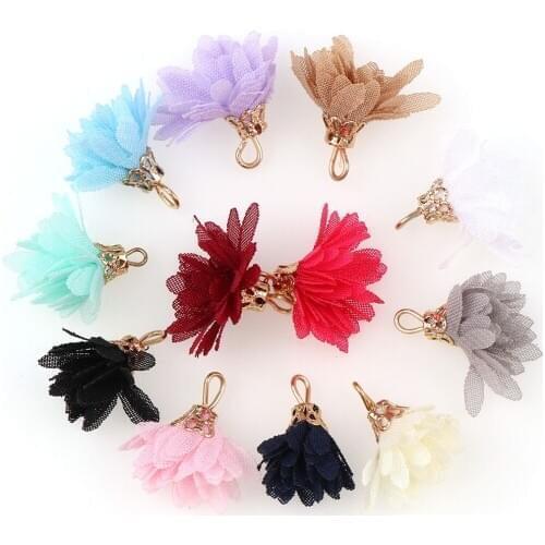 20 PC High Quality 12 Color Flowers Pendant Tassels/Brush For Woman Fashion Jewelry DIY Earring Jewelry DIY Accessories