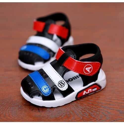 2020 summer baby walking shoes baby Baotou sandals non slip soft soled boys and girls beach shoes 0-1-2 years old 3