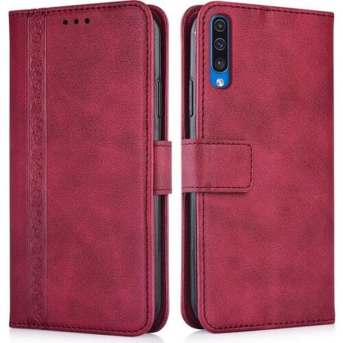 3d Embossed Leather Case for Samsung Galaxy A50 2019 A505 A505F SM-A505F A505F-DS Back Cover Wallet Case With Card Pocket