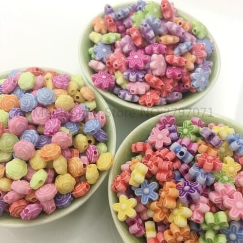 Acrylic Star fish Scallop Shell heart candy flower beads mini ocean for Jewelry making string Bracelet material 500g/bag