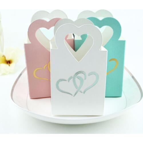 Free Shipping 50 X Euro Candy Box Kids Birthday Gold/Silver Heart Candy handbag Wedding Gift Box Party Deco Supply
