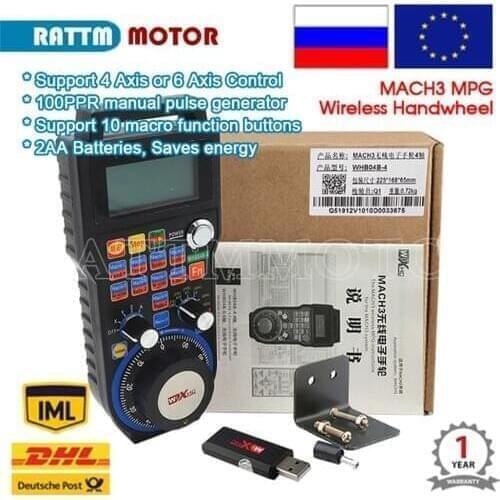 EU / US Delivery! 40 Meters Wireless Mach3 MPG Pendant mpg lathe Handwheel for CNC Mac.3, 4 axis Wholesale Price (HandWheel-04)