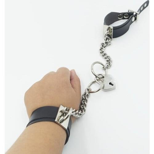 2016 New Hot Harajuku 100%Handmade Rock Punk Charm Punk leather Safe Sweet Heart Lock Cuff Bracelet Bangle wrist belt