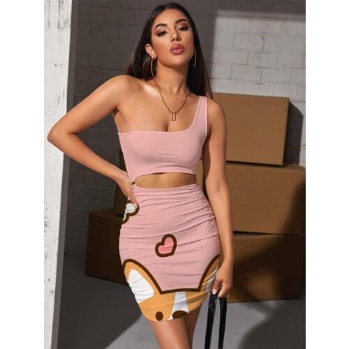 Giyu Brand Animal Dresses Women Dog Bodycon Dress Love Vestido Sexy Bone Halter Sleeveless Lovely 3d Print Womens Clothing Club