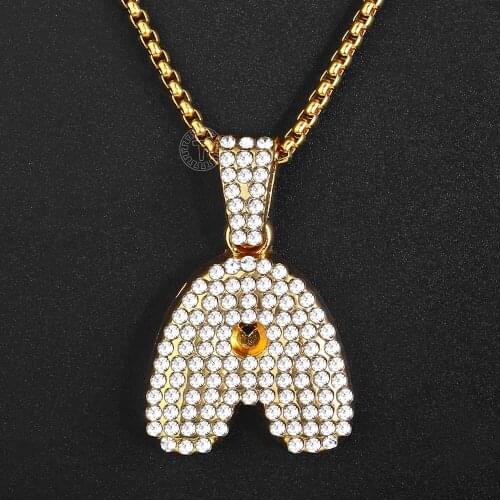 Davieslee A-Z Letters Gold Color Charm Pendant for Women Men Paved Rhinestone Initial Letter Pendant Jewelry Best Gift DGP398A