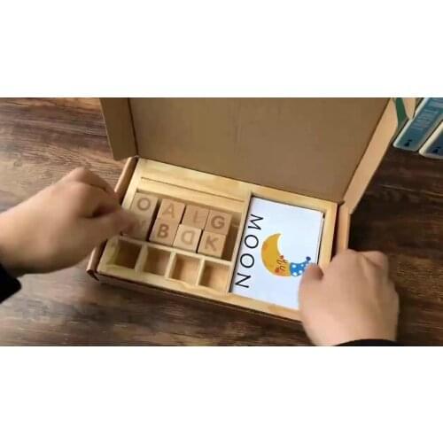 Xiair Wood Spelling Words Game Kids Early Educational Toys For Children Learning Wooden Toys Montessori Material Alphabet Puzzle