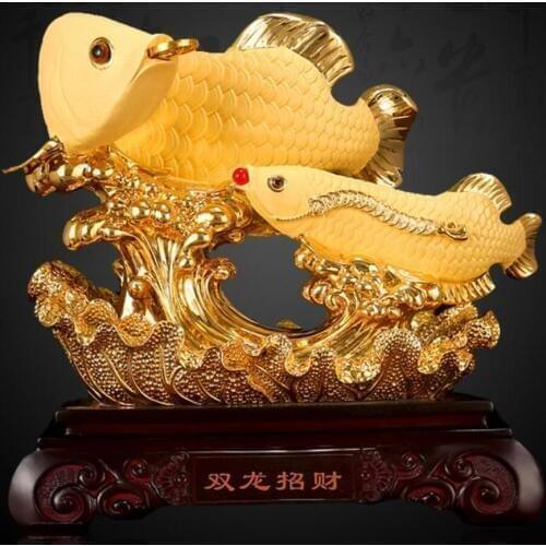 Fortune Gold arowana put a resin crafts living room office desk decoration for opening gifts