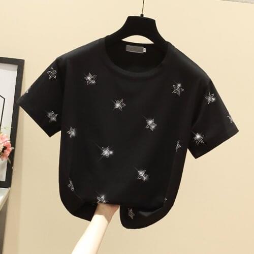 Scene shooting drills very short sleeve T-shirt in female stars han edition design feeling loose black top ins the new tide