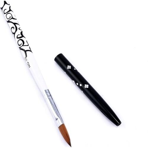 Art Nails Brush Pen Metal Acrylic Handle Carving Powder Gel Liquid Salon Liner Nails Brushes with Cap