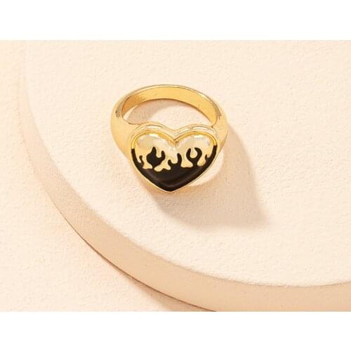 Heart Ring Female European and American Net Red New Punk Style Personality Design Rings