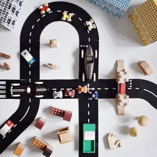 INS Mat Toys Stitching Car Track Puzzle Play Mat Highway Construction PVC Kids Playmat Educational Toys for Kid Game Carpet Gift
