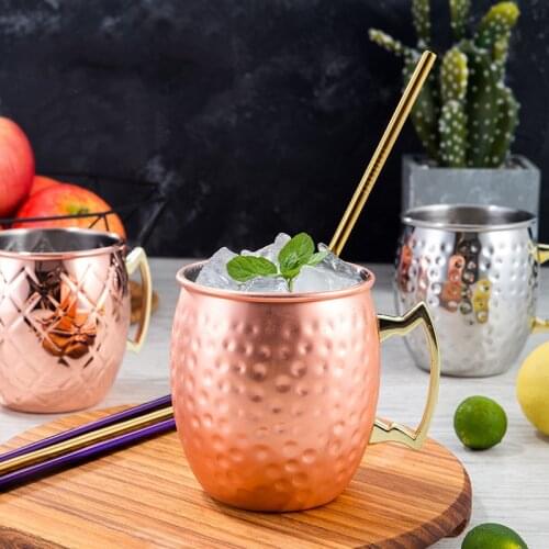 Creative Ounces Hammered Copper Plated Moscow Mule Beer Water Mug Coffee Milk Mug Cocktail Cup Stainless Steel Teacup Drinkware