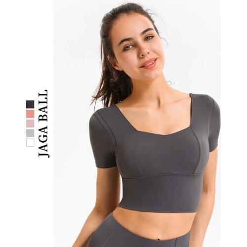 Fitness-Training Summer Short-Sleeved Underwear With Chest Pads Sports Women Running T-Shirt Shockproof Yoga Wear Top DS42