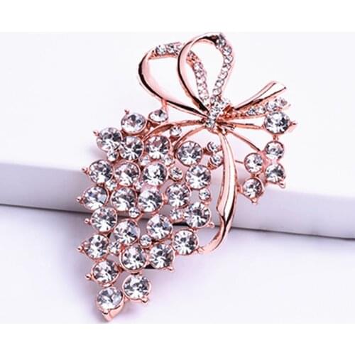 Hot Sale Crystal Grape Brooches Pins For Women Fashion Luxury Jewelry Elegant Corsage Wedding Bouquet Brooches