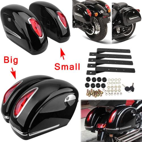 1 Pair Small Large Motorcycle Saddle Bags Side Boxs Black Luggage Tank Saddlebag For Harley Honda Yamaha Kawasaki Universal