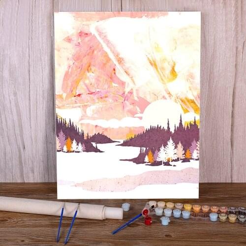 Landscape Mountain DIY Painting By Numbers Kit Oil Paints 40*50 Canvas Painting Wall Paintings Children Wall Art Drawing