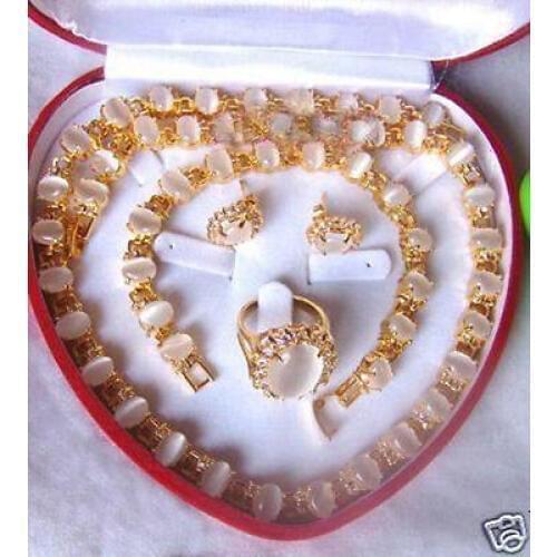 Charming white opal stone Natural stone necklace bracelet earring ring Jewelry set AAA style 100% Noble Fine jewe