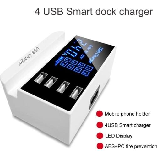HUB 4 Ports Multi USB Charger Usb LED adapter Wall Charger for Iphone Mobile Phone Fast Charging Desk Dock Station EU US UK Plug