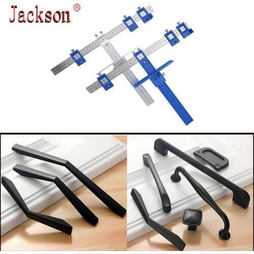 New Drill Guide Sleeve Cabinet Hardware Jig Drawer Pull Wood Drilling Dowelling Hole Jig Furniture Punching Tools+Drawer handle