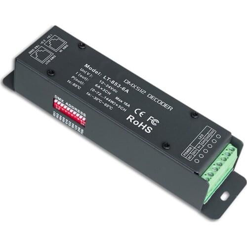 New Led DMX Decoder 6A*3CH DC 12V-24V 6A 3 Channel 18A Output LED RGB Strip Light DMX512 Controller Constant Voltage Decoder