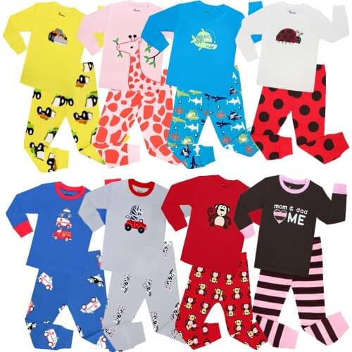 Baby Girls Pajamas Kids Cartoon Animal Pijama Sets Children Cotton Long Sleeve Nightwear Boys Comfortable Pyjama Sleepwear