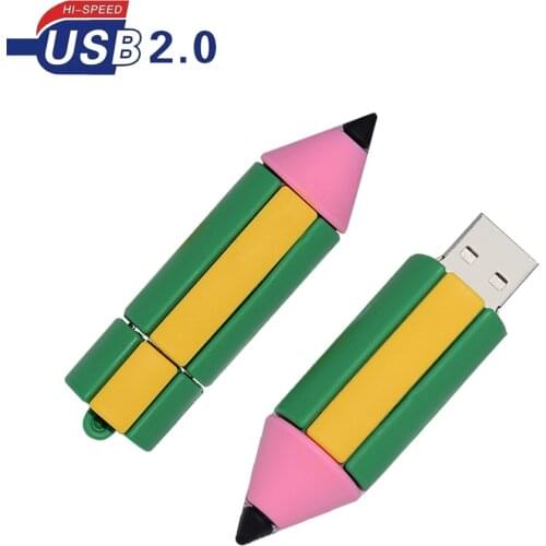 Cartoon pencil usb 2.0 flash drive pen drive 32GB 16GB 8GB 4GB usb flash drives memoria 64gb 128gb usb stick pen drive for gift