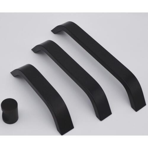 Modern Black Aluminum Cabinet Knobs and Handles Furniture Cabinet Handles Drawer Knob Kitchen Handle Cupboard Pulls