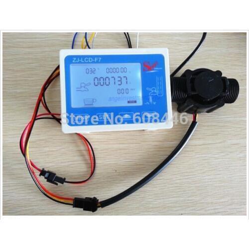 Hall effect G 1" water Flow Counter/Sensor with Digital LCD Meter Gauge 24V