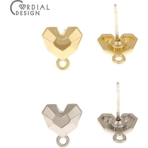 Cordial Design 100Pcs 10*11MM Earrings Stud/DIY Making/Heart Shape/Hand Made/Jewelry Accessories/Jewelry Findings & Components