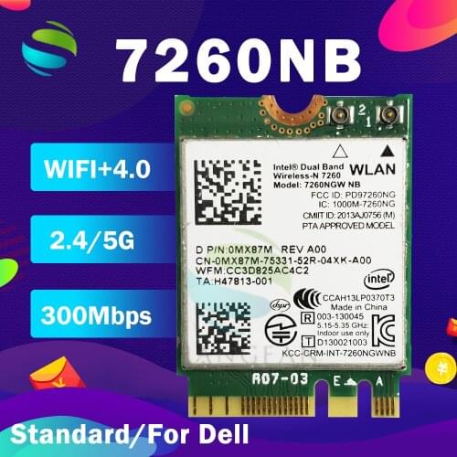 Dell Intel Dual Band Wireless-AC 7260 7260NGW NGFF M.2 Bluetooth WiFi Network Card
