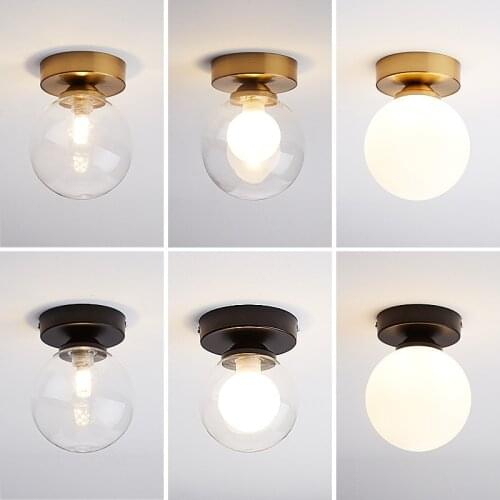 Modern Simple Corridor Ceiling Light Nordic Personality Creative Round Glass Ball Ceiling Lamp Christmas For Home Decor Fixtures