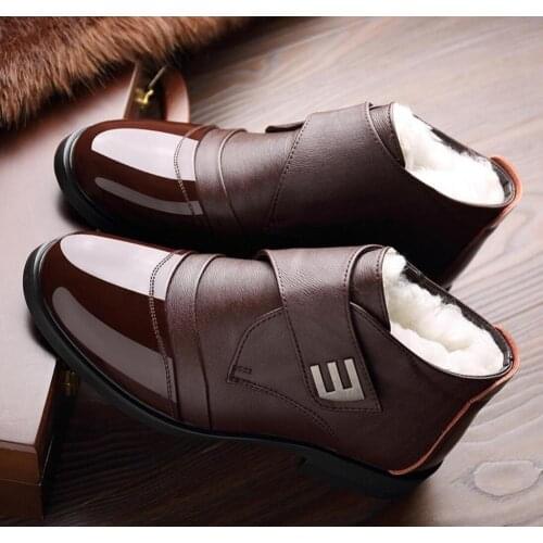 Wedding High Quality Genuine Leather Shoes Mens Ankle Boots Chelsea Fashion Shoes For Men Oxford 2021Winter Warm Wool Snow Boots