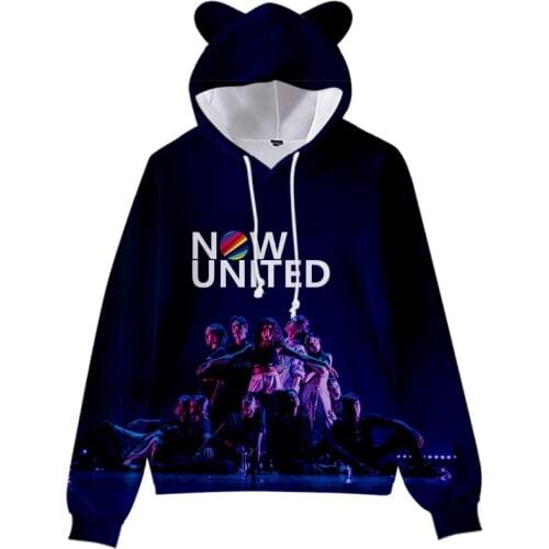 New Harajuku Fashion 3D Print NOW UNITED Hoodie Sweatshirts Men/women Long Sleeve Hooded Kawaii Cat Ears Kids Hoodie Pullovers