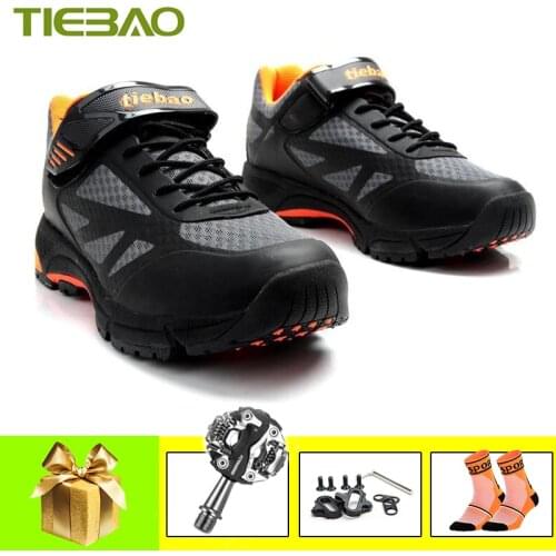 TIEBAO Leisure Cycling Shoes Men Women Sapatilha Ciclismo Mtb Pro Self-locking Breathable Mountain Bike Shoes Superstar Sneakers