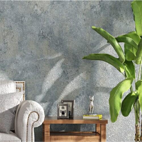 Wellyu Pure pigment color retro nostalgia industrial style cement pattern gray series Nordic peacock blue green wallpaper