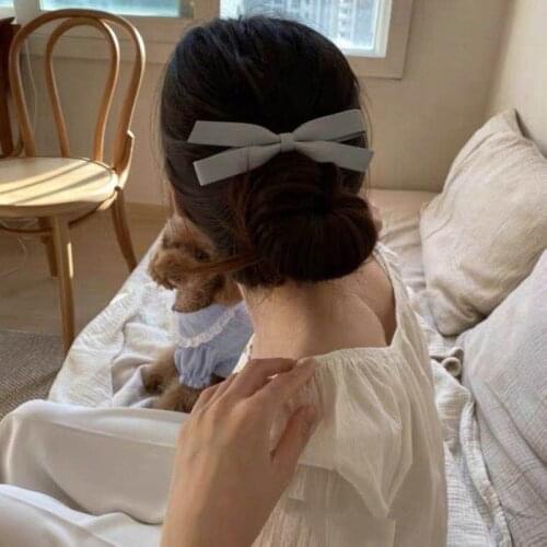 New Leather Bow Hairpin Party Hair Clips Hair Band Accessories Korea for Women 2021 Vintage Solid Color Synthetic Leather Adult