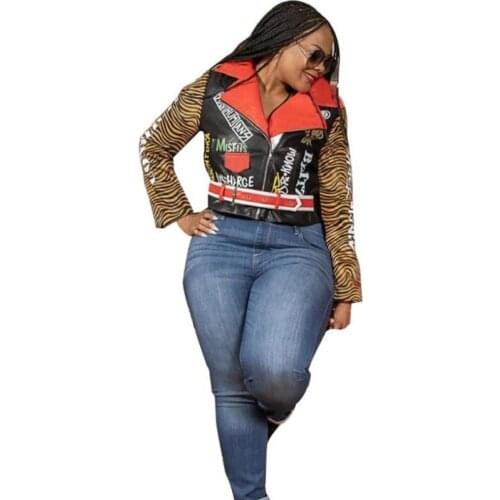 Fashion patchwork women 's jackets turn-down collar full sleeve zipper short jackets streetwear tide slim jackets SDF0722