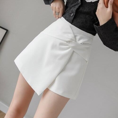 Limiguyue Elegant Irregular Skirt Shorts Women Spring Summer Chic Bow Twist High Waist short shorts fashion wide leg casual K545