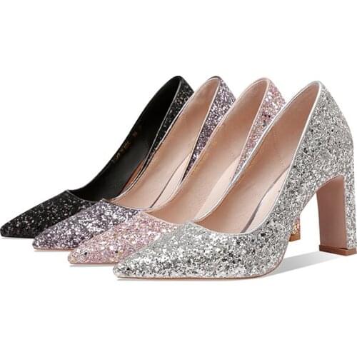 French girl Pointed high heels women Shallow mouth Thin heel Crystal Sequin Wedding shoes New 2021 Romantic wedding dress shoes
